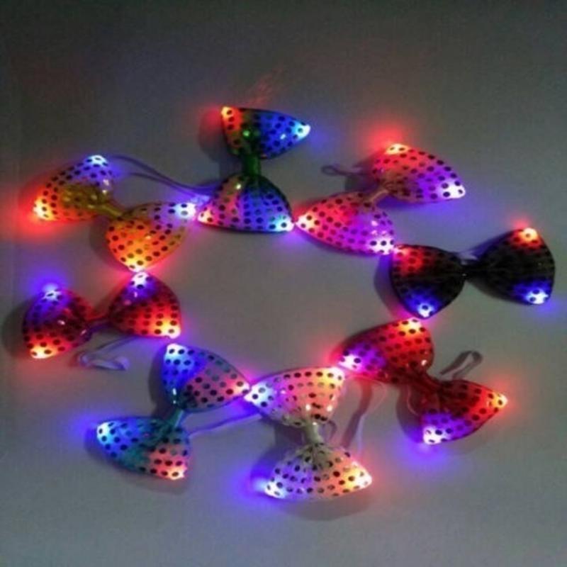 Led Flashing Sequins Jazz Hat Cap Neck Bow Tie Woman Men Adult Performance Props Glow Party Supplies Christmas