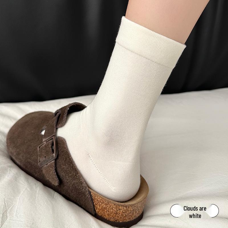 Women's 10A Antibacterial No-seam Mid-Calf Socks - Pure Cotton Lycra, Sweat-Wicking, Breathable, Anti-Pilling, Elastic Sports Socks