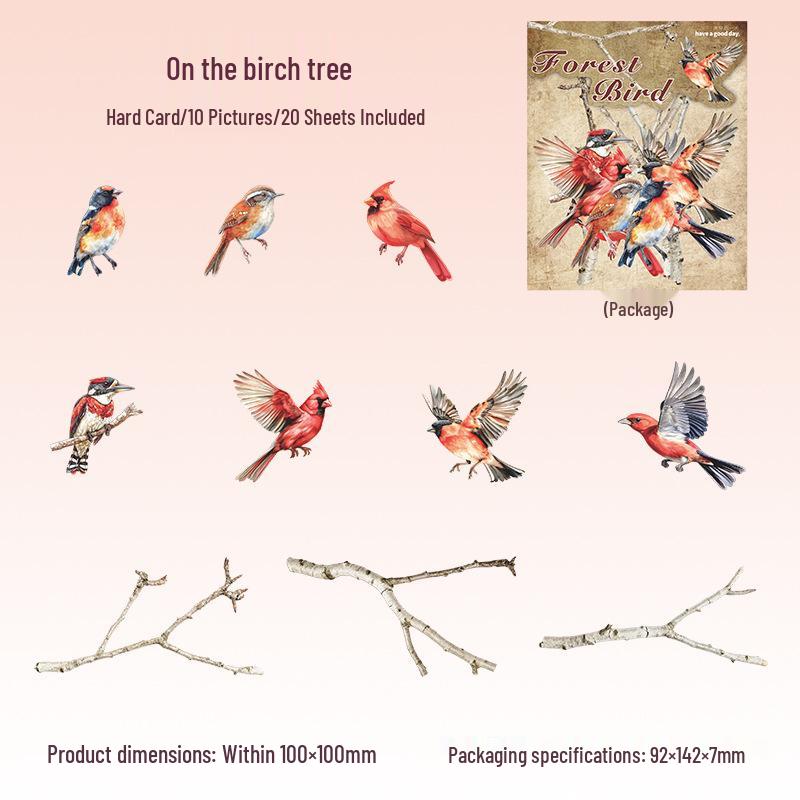 Beautiful Day DIY Sticker Pack: Retro Bird Shadows and Branches for Journals