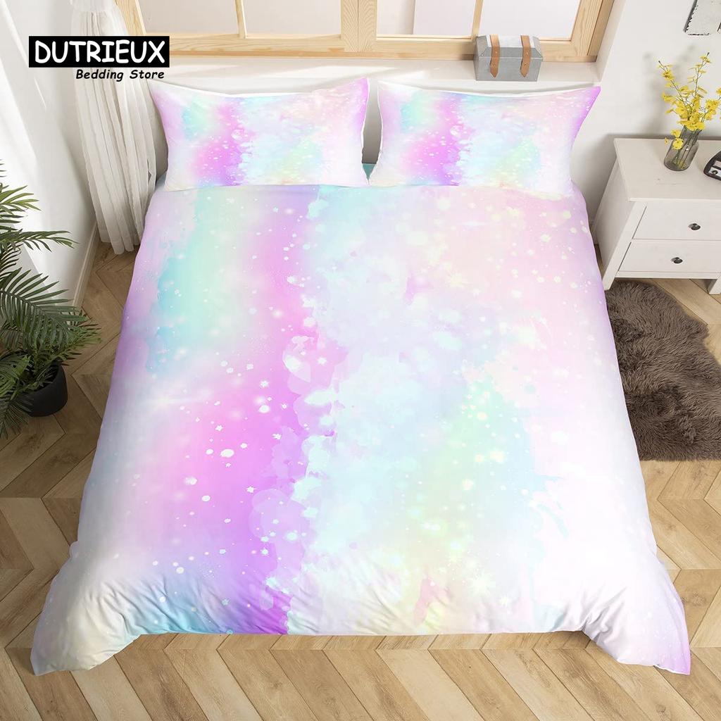 Rainbow Conch Duvet Cover Set Colorful Rainbow Bedding Set For Kids Girls Microfiber Multicolor Comforter Cover Twin King Size