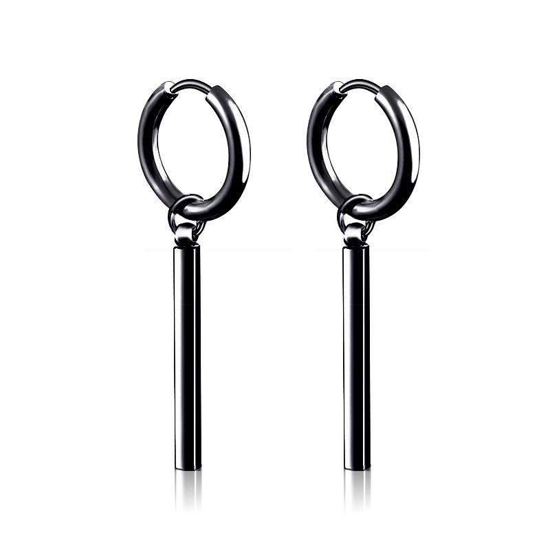 1 pair Punk Multiple Styles Fashion Black Color Stainless Steel Simple Earrings for Women And Men Punk Zircon Gifts