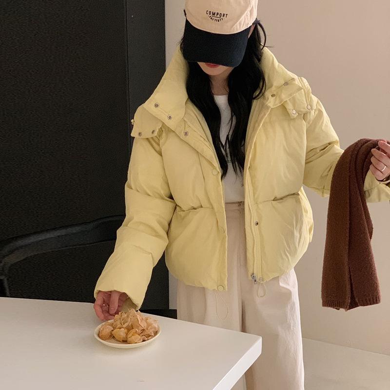 Hooded Candy Color Down Jacket Women's 2024 Winter Fashion Sweet Small Pocket White Duck Down Thickened Bread Jacket