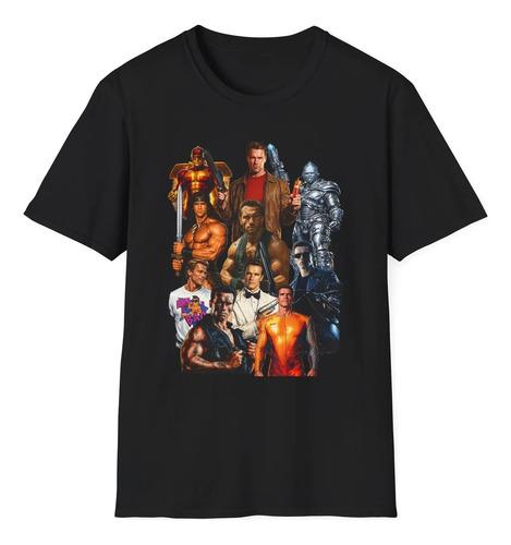 Unisex shirt Cotton Oversize Large Size New Collage De Héroes De Acción Retro Arnold Schwarzenegger | Ca