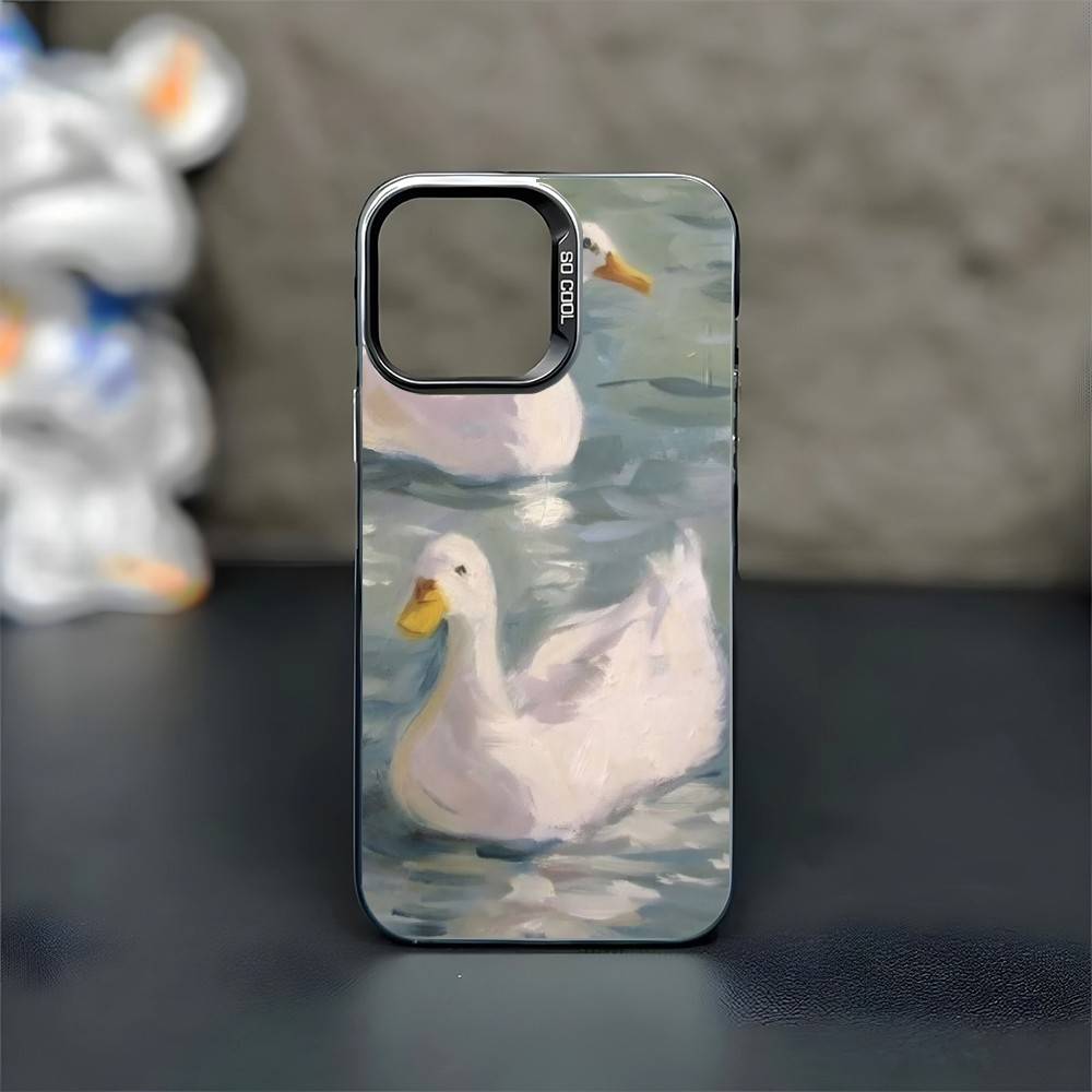 Leisurely Goose Phone Case For iPhone17,16,15,14,13,12,11 Plus,Pro Max Black Matte Shockproof Cover