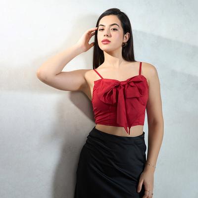 Virgio Women Crop Length Strap Fitted Fit Sweet Heart Top