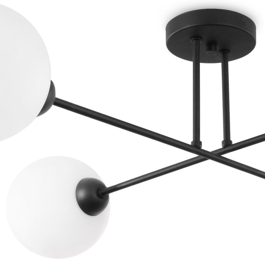 Asturia Black Ceiling Lamp 4-Flat White Lampshade E27