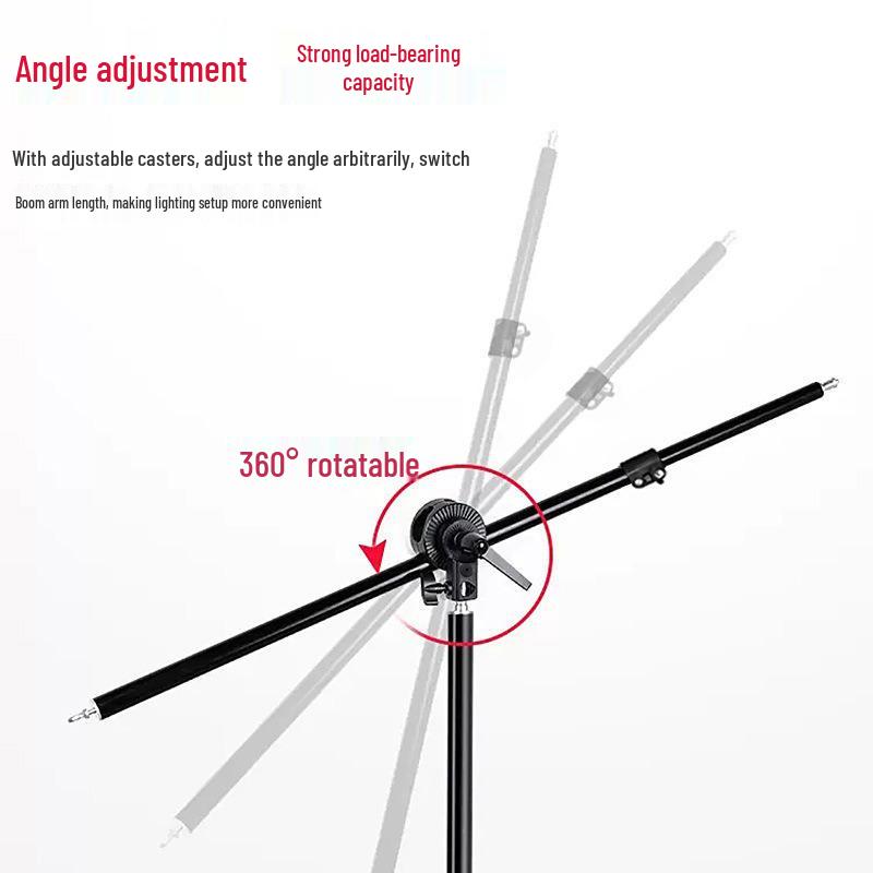 Photography Telescopic 1.5M Boom Arm with Adjustable Wheel and Top Light Support