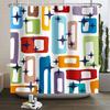 Shower Curtain Vintage Atomic Stars Retro Pattern on Of Boomerangs Mid Centry Waterproof Polyester Fabric Bathroom Set with Hook