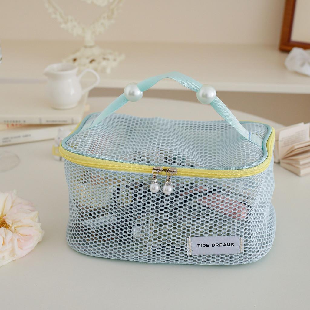 Travel Toiletry Bag With Mesh Material Portable Makeup Organizer For Vacation And Home Use