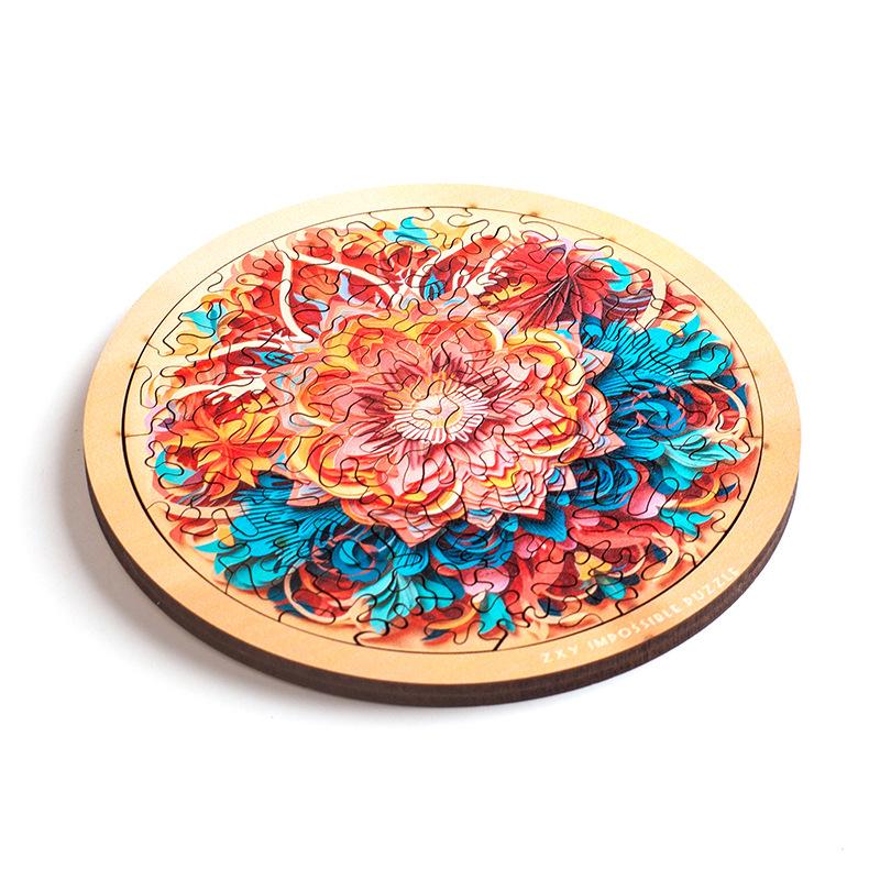 Hibiscus Flower Irregular Jigsaw Puzzle: Stress Relief & Educational Wooden Art Gift for Kids