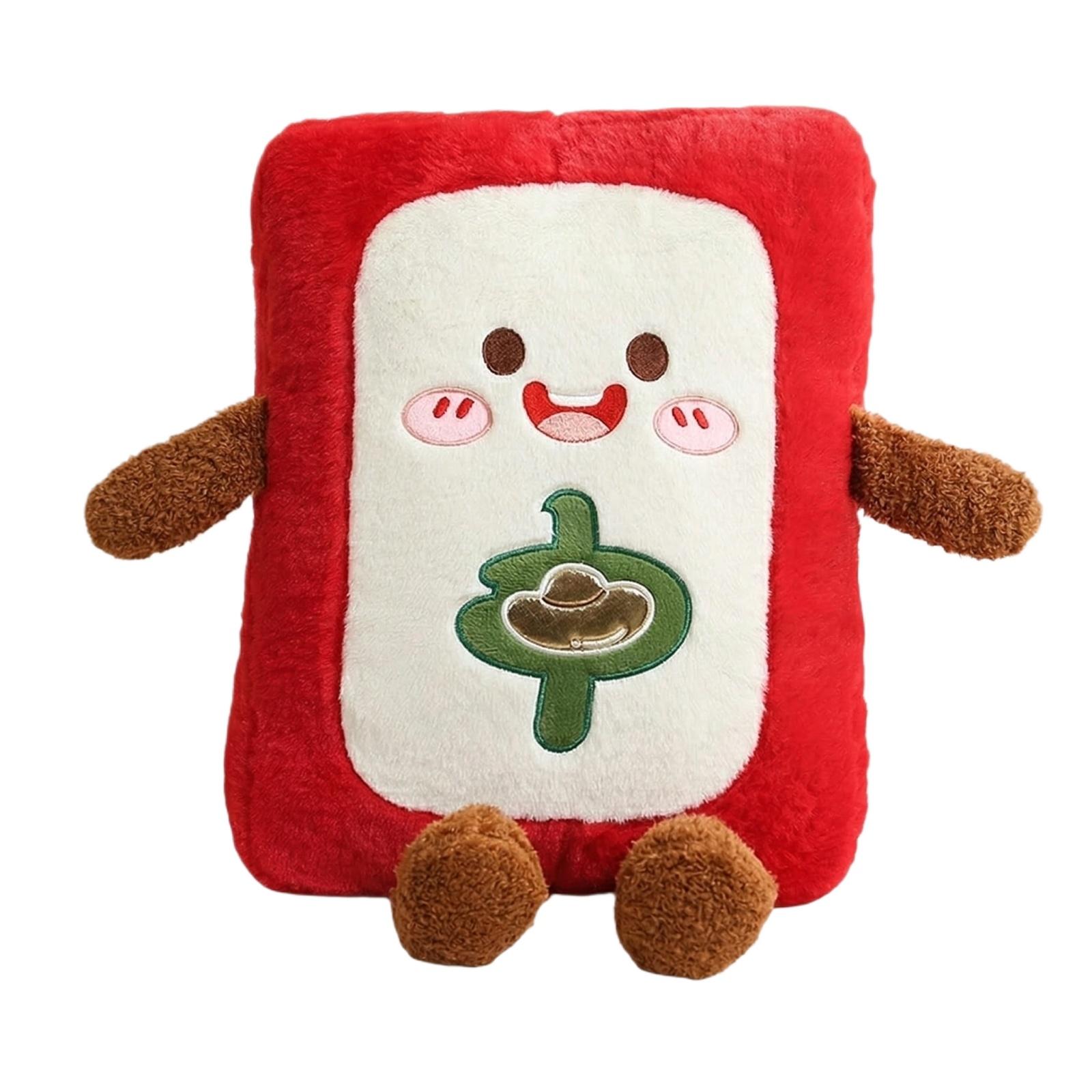 Funny Emoticon Mahjong Pillow With The Words Red Wealth And Treasure One Size 1630₽