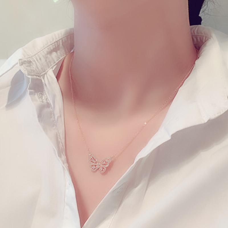 Novo colar de borboleta criativo para mulheres, totalmente deslumbrante, pedra cz, acessórios de moda para meninas, festa, colocação diária, joias