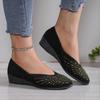 Women's Large Size Flat Shoes Shallow Mouth Slope Heel Rhinestone Round Head Hundred Single Shoes