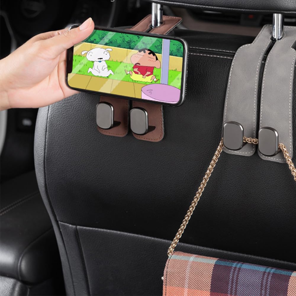 Headrest Hooks for Cars, Set of 2 (Black) Made of