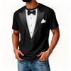 Men's Novelty Tuxedo Print Short Sleeve T-Shirt, Neck Casual Summer Top