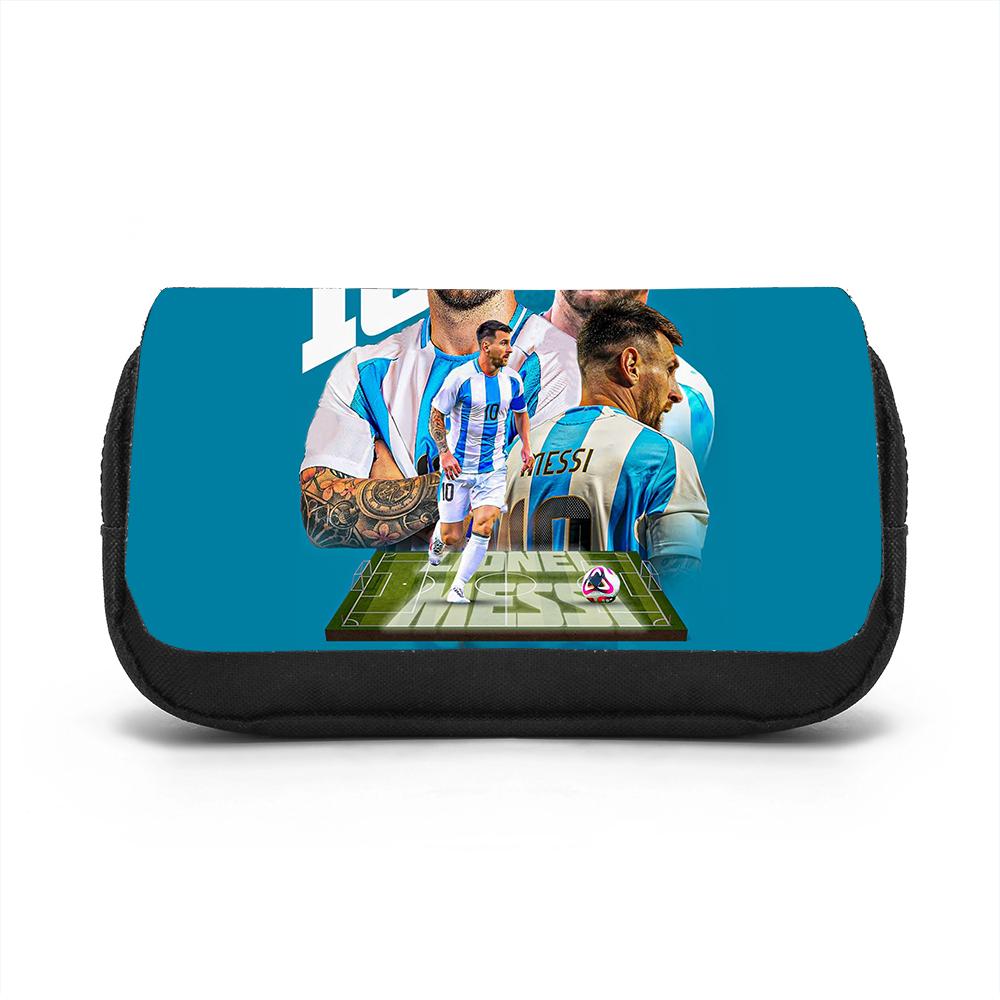 Borsa Organizer per Cancelleria di Grande Capacità M-Messi Astuccio a Doppio Strato Stella del Calcio Studenti Borsa per Penne