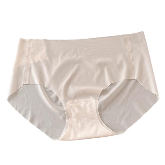 Women's Ultra Thin Ice Silk Underwear Seamless Mid Waist Briefs Quick Drying Breathable Invisible Panties