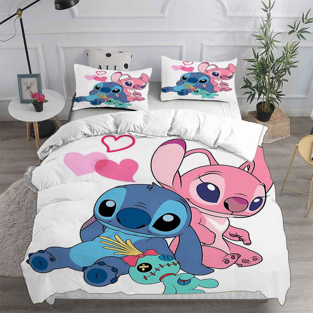 Lilo&Stitch Bedding Sets Cartoon Comforter Quilt Bed Cover Duvet Cover Pillow Case 2-3 Pieces Sets Kids Adult Bedroom Decor
