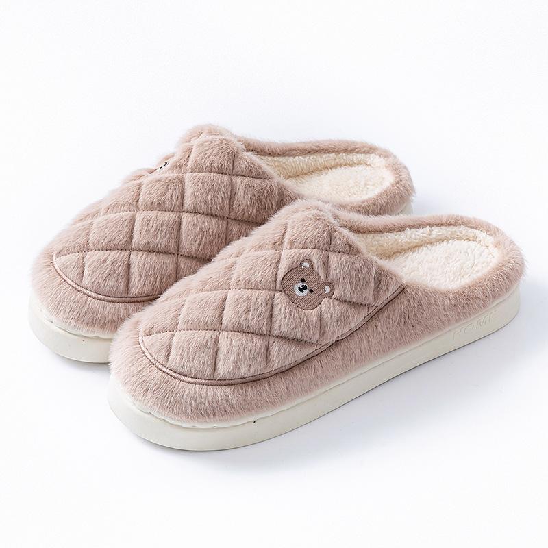Cartoon pineapple type stepping on shit hair slippers autumn and winter indoor home hotel homestay couple cotton slippers