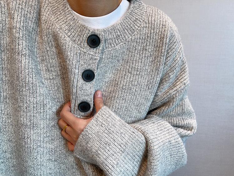 Men's Casual Button-Up Knitwear: Warm, Trendy, Versatile Pullover for Autumn & Winter.