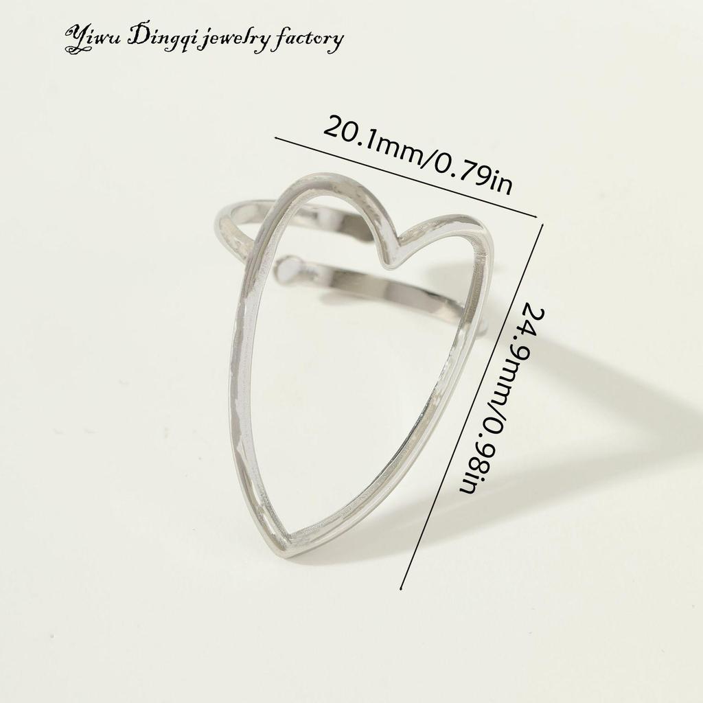 Luxury Non-Fading Drip Oil Open Ring - European and American Style Stainless Steel Statement Jewelry