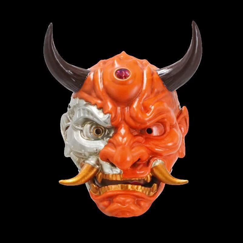 Christmas And Halloween Silver Copper Hannya Mask Resin Party Prop For Cosplay And Celebrations