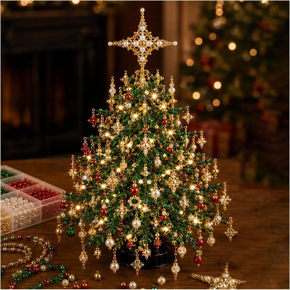 Multi-Color Beads Beaded Christmas Tree Kit Mini Christmas Tree Ornament Halloween Ornament