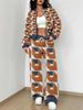 Stripe Explosion Autumn and Winter New European and American Women's Clothing Smudge Printing Suit Women