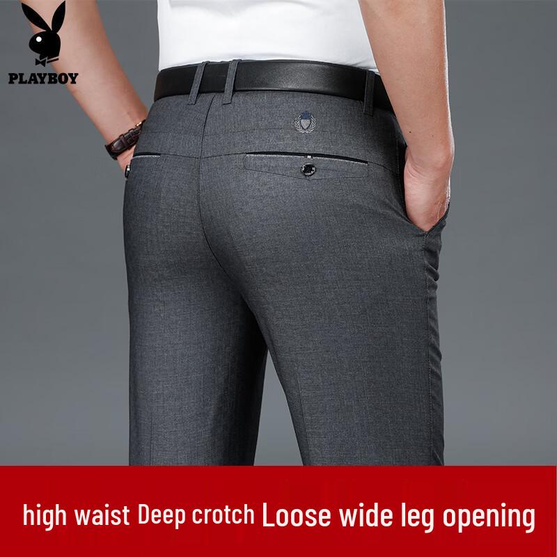 PLAYBOY Men s Loose Straight-Leg Elastic Casual Pants 33