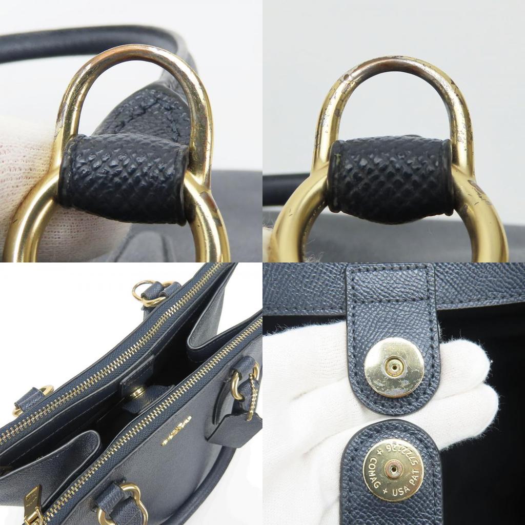 Used COACH Handbag Crosby Carryall F14928 leather Navy 2WAYShoulder