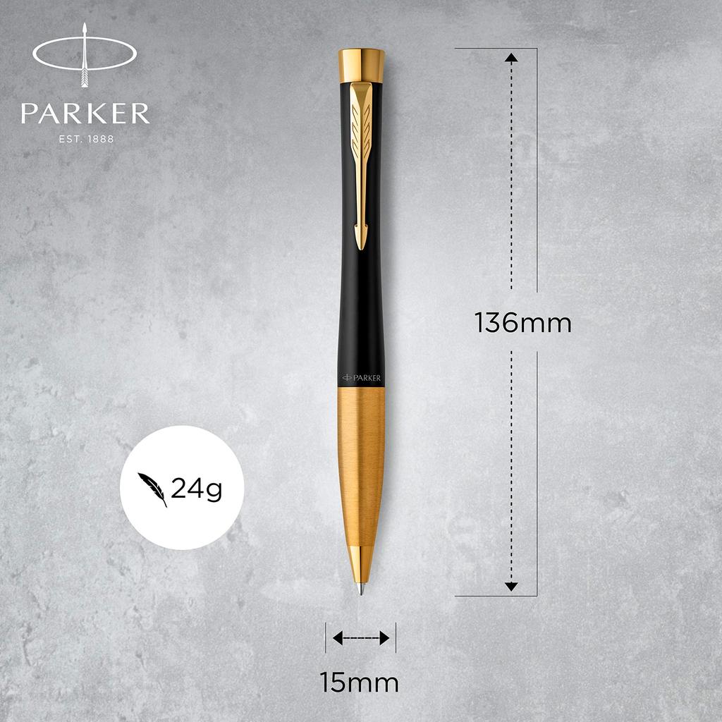 PARKER Urban Matte Black GT Ballpoint Pen, Medium Nib, Oil-Based, Gift Boxed, Officially Imported, S0735820