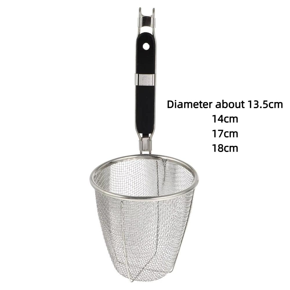 Stainless Steel Noodle Funnel Thickened Multifunctional Pasta Basket Strainer Wooden Handle Noodle Dumplings Mesh Basket
