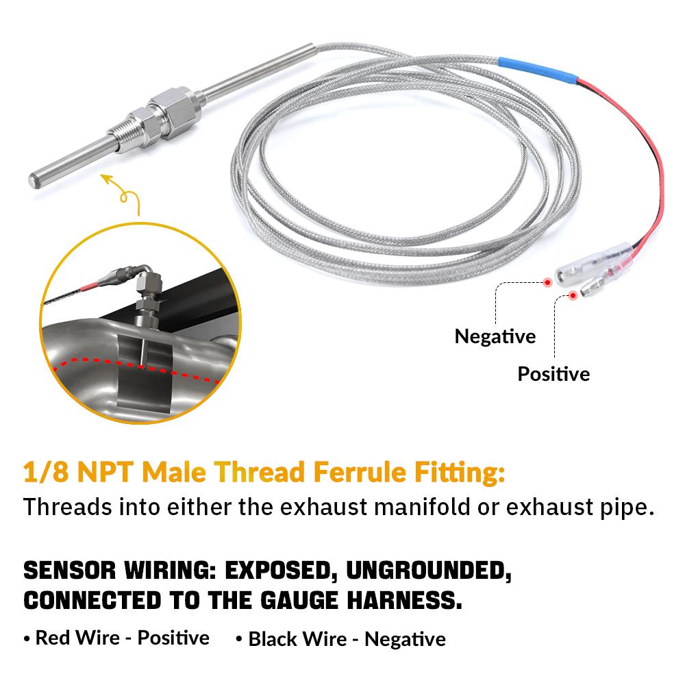 Gauges Replacement Exhaust Gas Temperature EGT Probe 1/8 NPT Link System Car Accessories VR-CGQ01