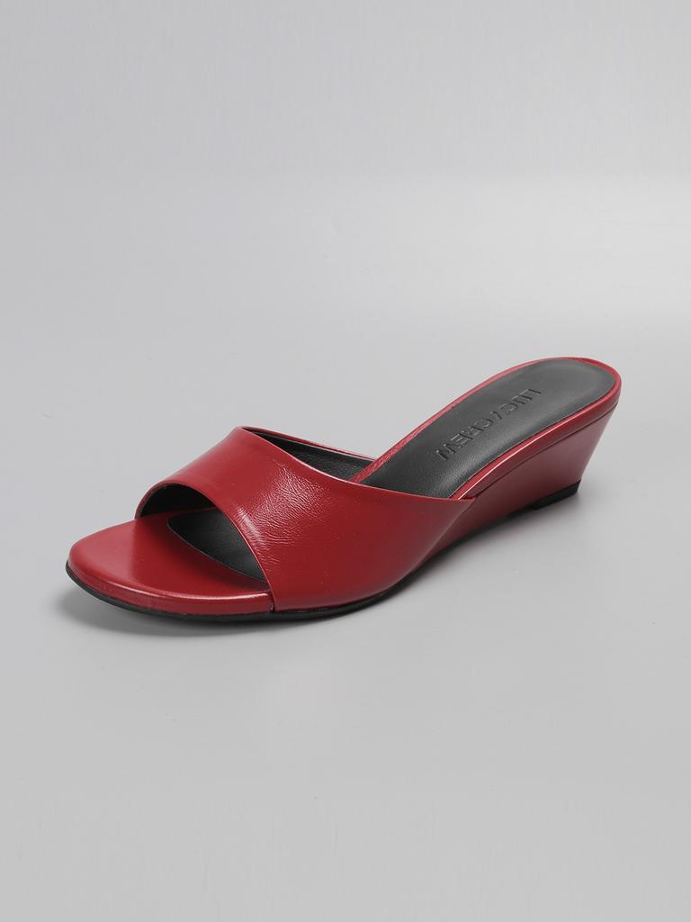 Lucy Crew Open-Toe Wedge Heel Mule Sandals Lc719_4Cm