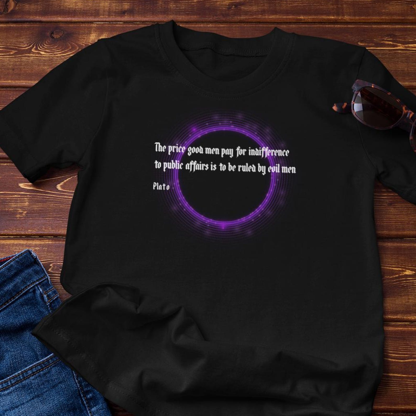 Philosophy TShirt - Plato Quote  The Price Good Men Pay...  | Cotton Tee S