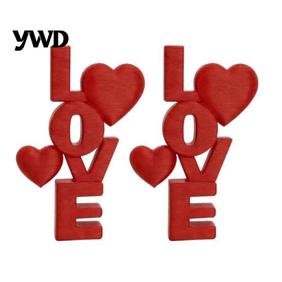 Light Luxury Style Table Topper 2Pcs 3D Printed Stacked LOVE Letter Ornament with Heart Decor, Romantic Anniversary Gift for Girlfriend Tabletop Love