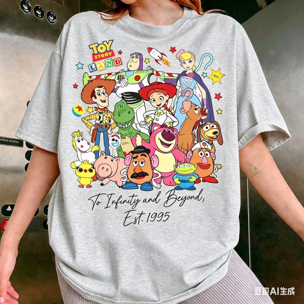 2026 New Toy Story Lobo Christmas Cotton Women's Casual Fashion Loose Short Sleeve