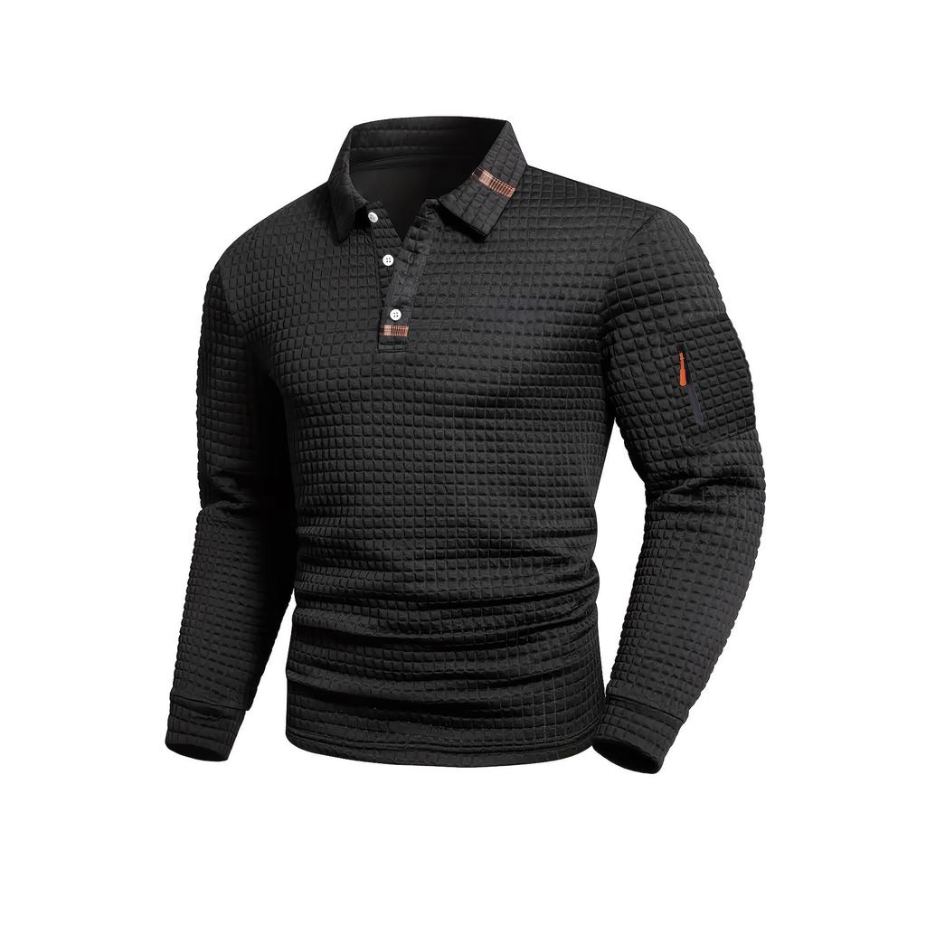 Herren Poloshirt mit Revers, gespleißter Tasche und Reißverschluss-Dekoration für den täglichen lässigen Sport