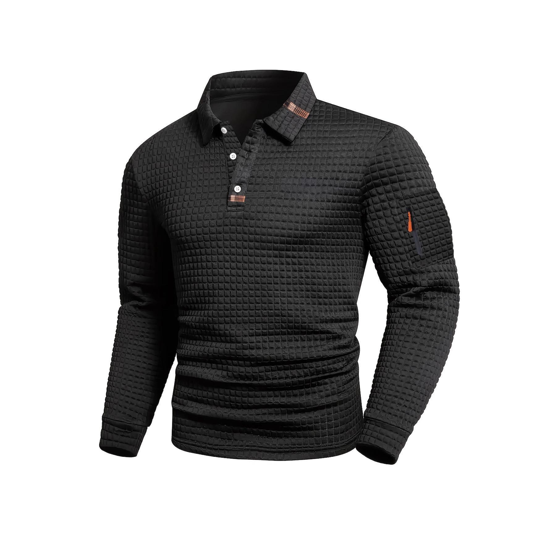 

Men s Lapel Spliced Pocket Zipper Decoration POLO Shirt for Daily Casual Sports XL чорний