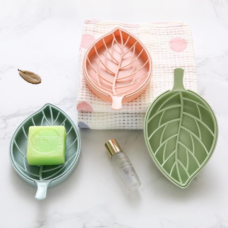Creative Double-Layer Leaf Soap Box with Drainage for Bathroom and Toilet.