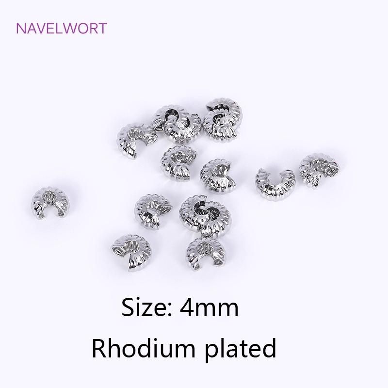 18K Gold Plated Offene Quetschperlenkappen Messing Gestreifte Quetsch-Endperlen Stopper DIY Handgemachtes Bastelzubehör Für Schmuck
