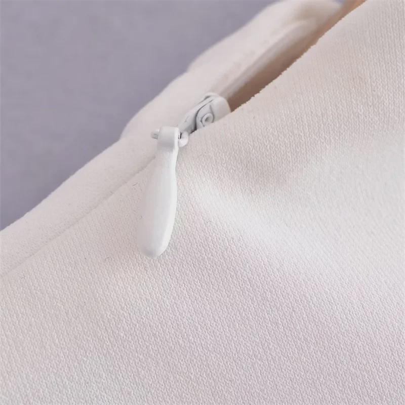 2023 Spring Women's European & American Pleated Sleeveless White Top