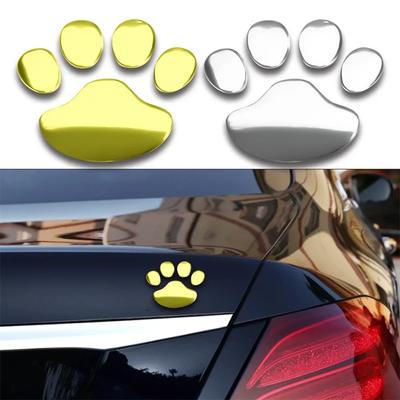 Samolepka na auto Cool Design Paw 3D Zvíře Pes Kočka Medvěd Foot Prints Footprint Decal Samolepky na auto Stříbrné zlato Autopříslušenství