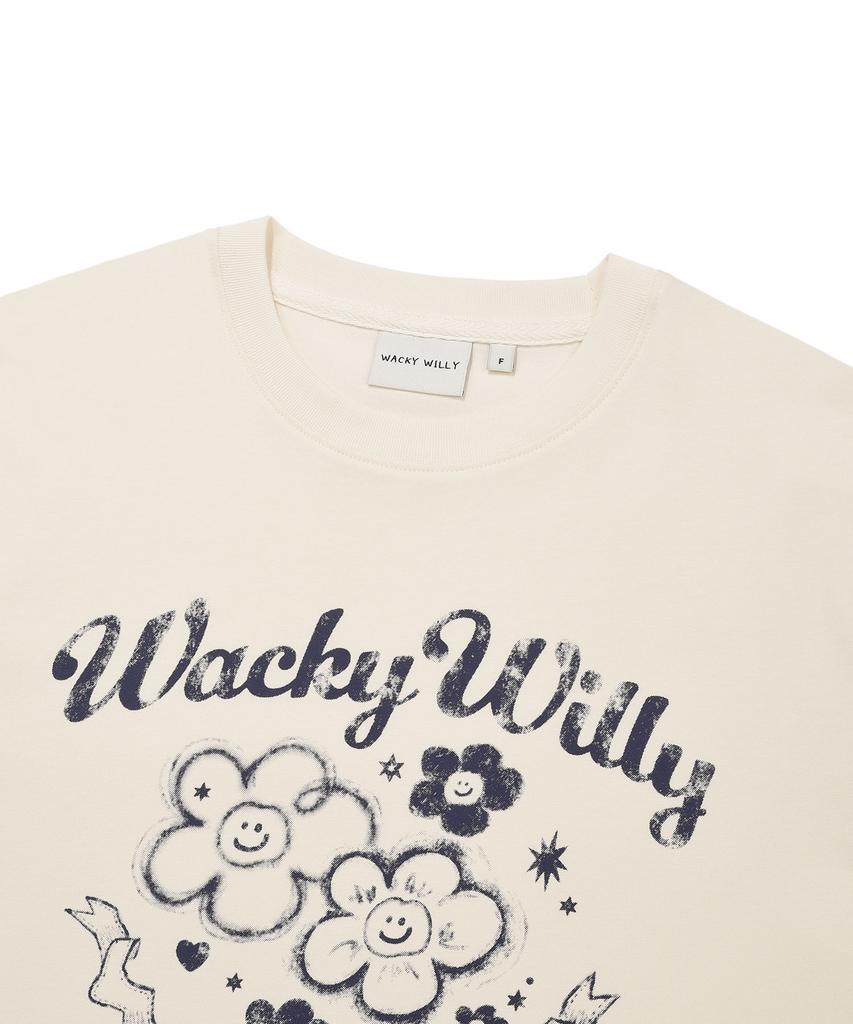 WACKY WILLY Women'S Big Lily Vintage Short Sleeve T-Shirt Cream