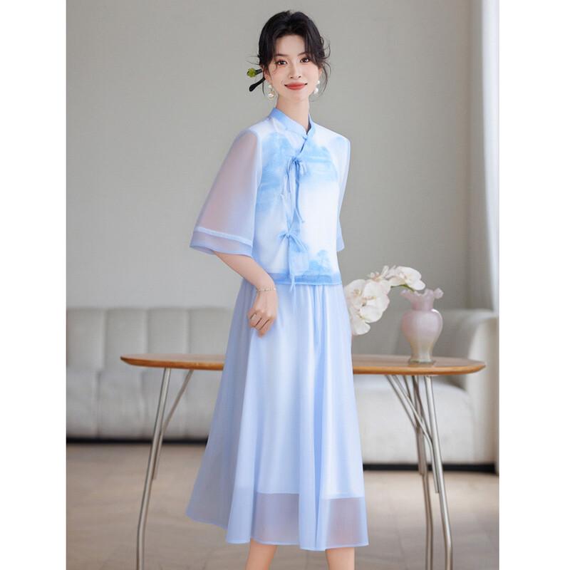 D.F.DEAR New Chinese Style Ink Print Hanfu Set