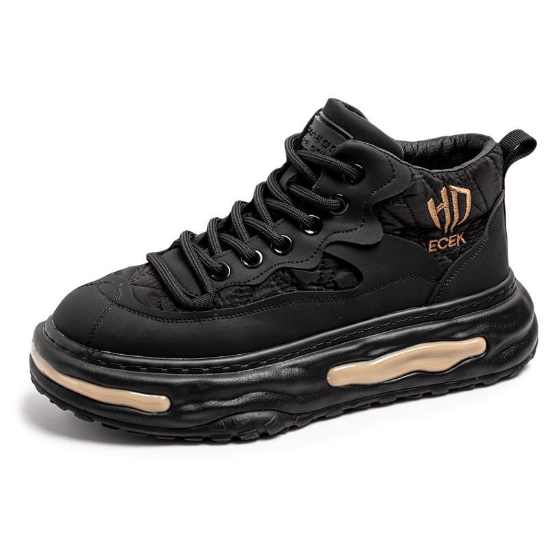 

Мужские зимние лакированные повседневные ботинки с высоким верхом, легкие, роскошные, уличные, в стиле рабочей обуви, на толстой подошве, нескользящие, мужская обувь, zapatillas hombre 39 чёрный