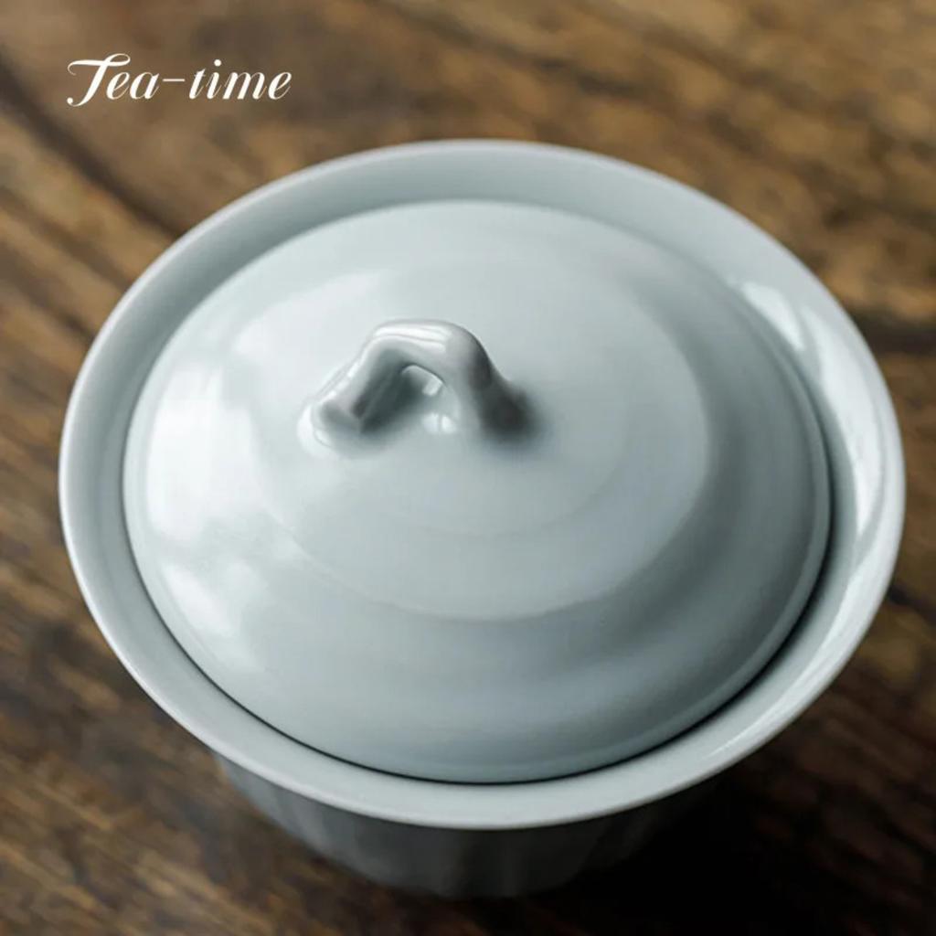 Ru Kiln Ercai Gaiwan Ceramic Tea Bowl Handheld Anti-Scald Porcelain Cover Bowl Tool Cup Kung Fu Chinese Original Oolong Maker