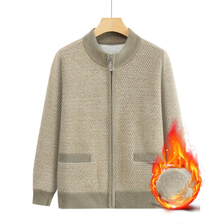 Knitted Sweater Old Lady Clothes Women's Loose Casual Round Neck Jacket for The Elderly