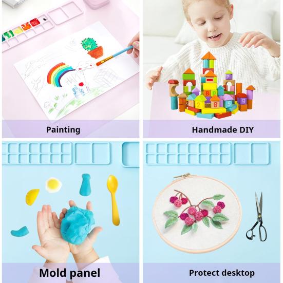 Silicone Craft Mat with Collapsible Non-Stick Portable Surface Easy Maintenance Cup DIY Folding Painting