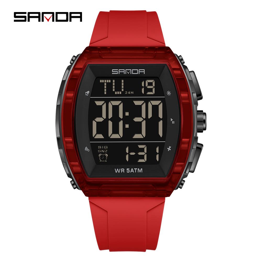 SANDA New 6286 Men's Electronic Watch Wine Barrel Shaped Multifunctional Waterproof LED Men's Electronic Watch